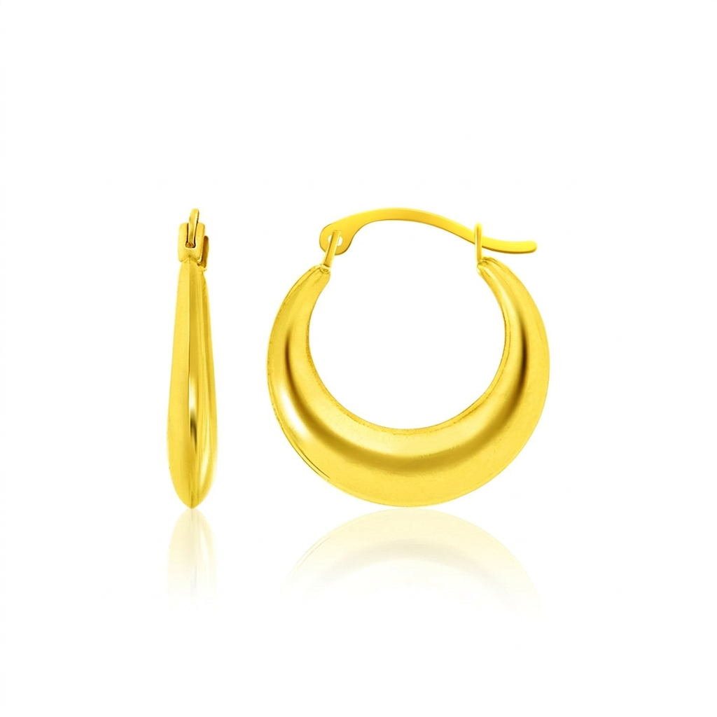 14k yellow gold graduated round shape hoop earrings by Avera Group, view 2