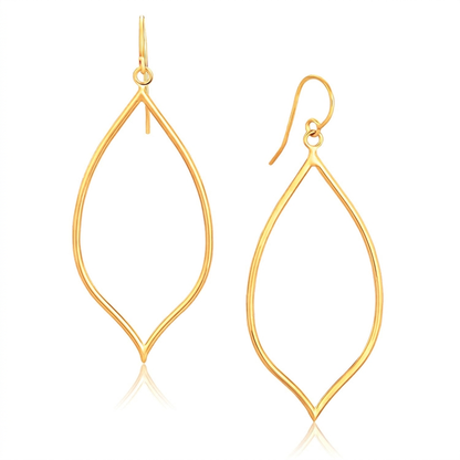 14k yellow gold marquise style polished dangle earrings, Avera Group, view 2