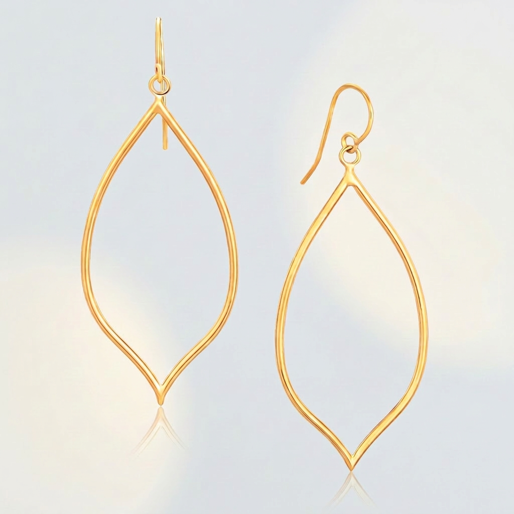 14k yellow gold marquise style polished dangle earrings, Avera Group, view 4
