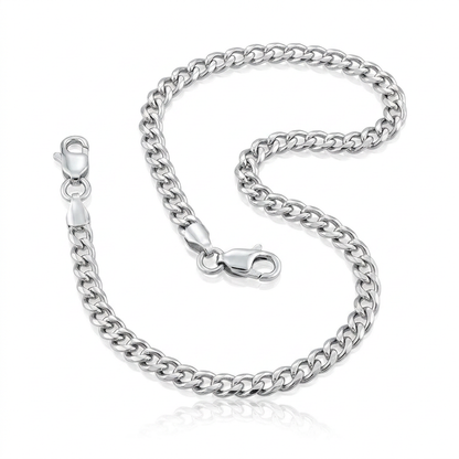 Rhodium Plated 3.0mm Sterling Silver Curb Style Chain by Avera Group