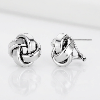 Large Sterling Silver Polished Love Knot Earrings by Avera Group