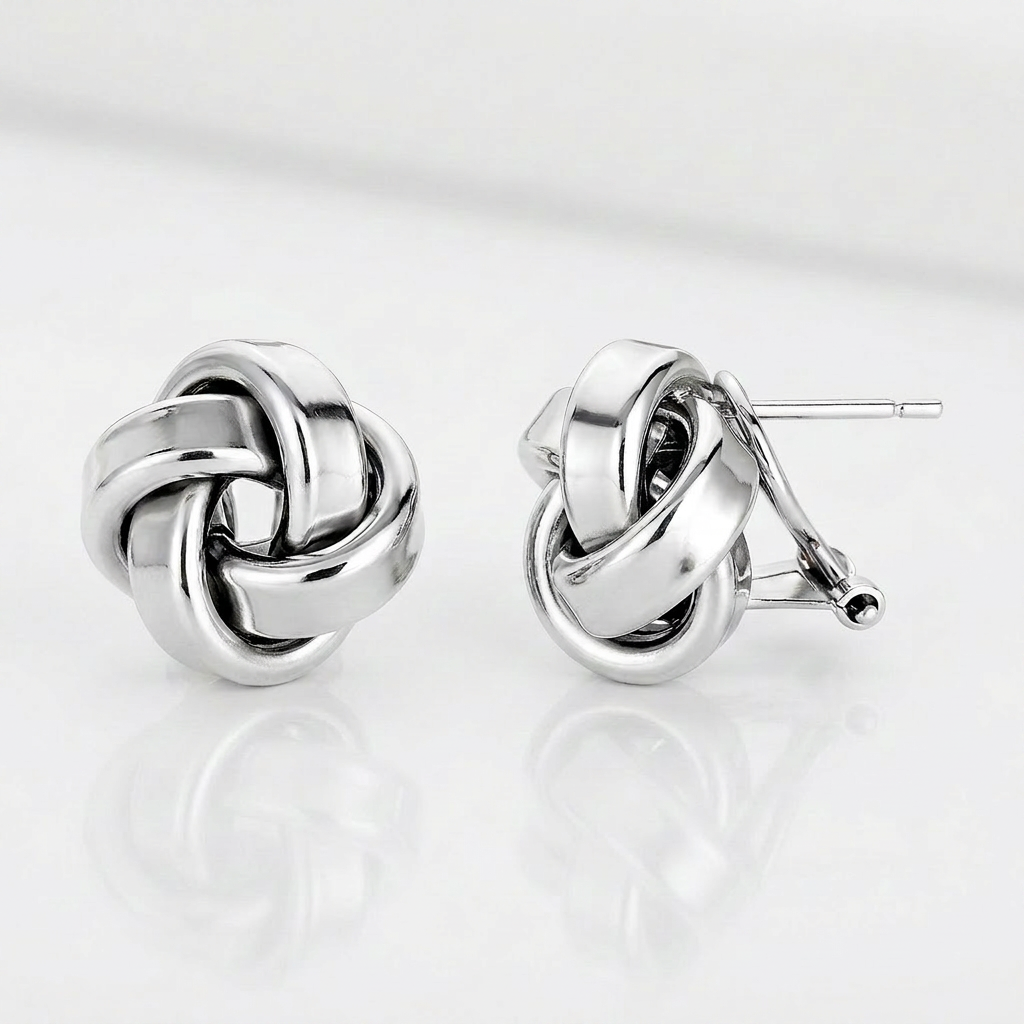 Large Sterling Silver Polished Love Knot Earrings by Avera Group