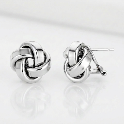 Large Sterling Silver Polished Love Knot Earrings by Avera Group