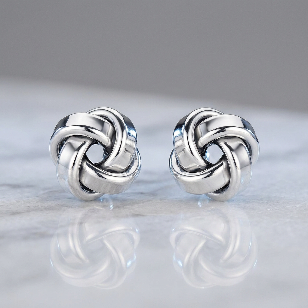 Petite Sterling Silver Polished Love Knot Earrings by Avera Group