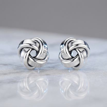 Petite Sterling Silver Polished Love Knot Earrings by Avera Group