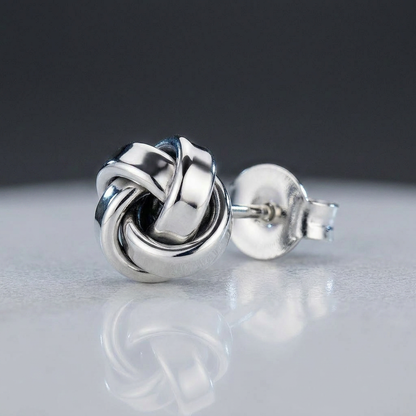 Petite Sterling Silver Polished Love Knot Earrings by Avera Group