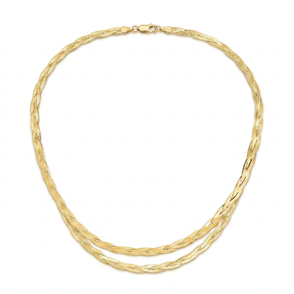 14k yellow gold braided herringbone chain 3.2mm, Avera Group, view 3
