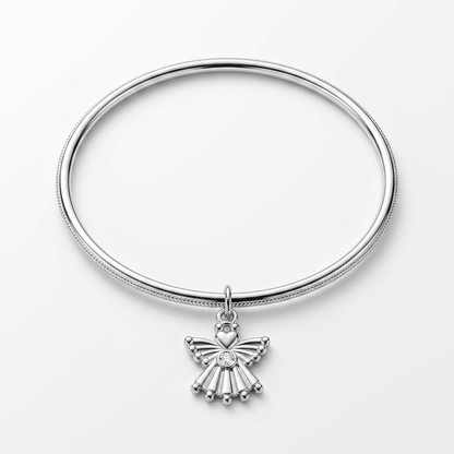 Solitaire Angel Charm Bangle by Avera Group