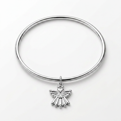 Solitaire Angel Charm Bangle by Avera Group