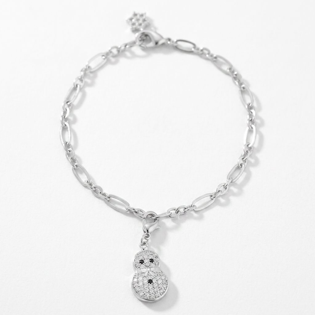 Snowman 0.2ct CZ Holiday Charm Bracelet by Avera Group