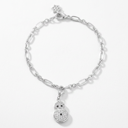 Snowman 0.2ct CZ Holiday Charm Bracelet by Avera Group