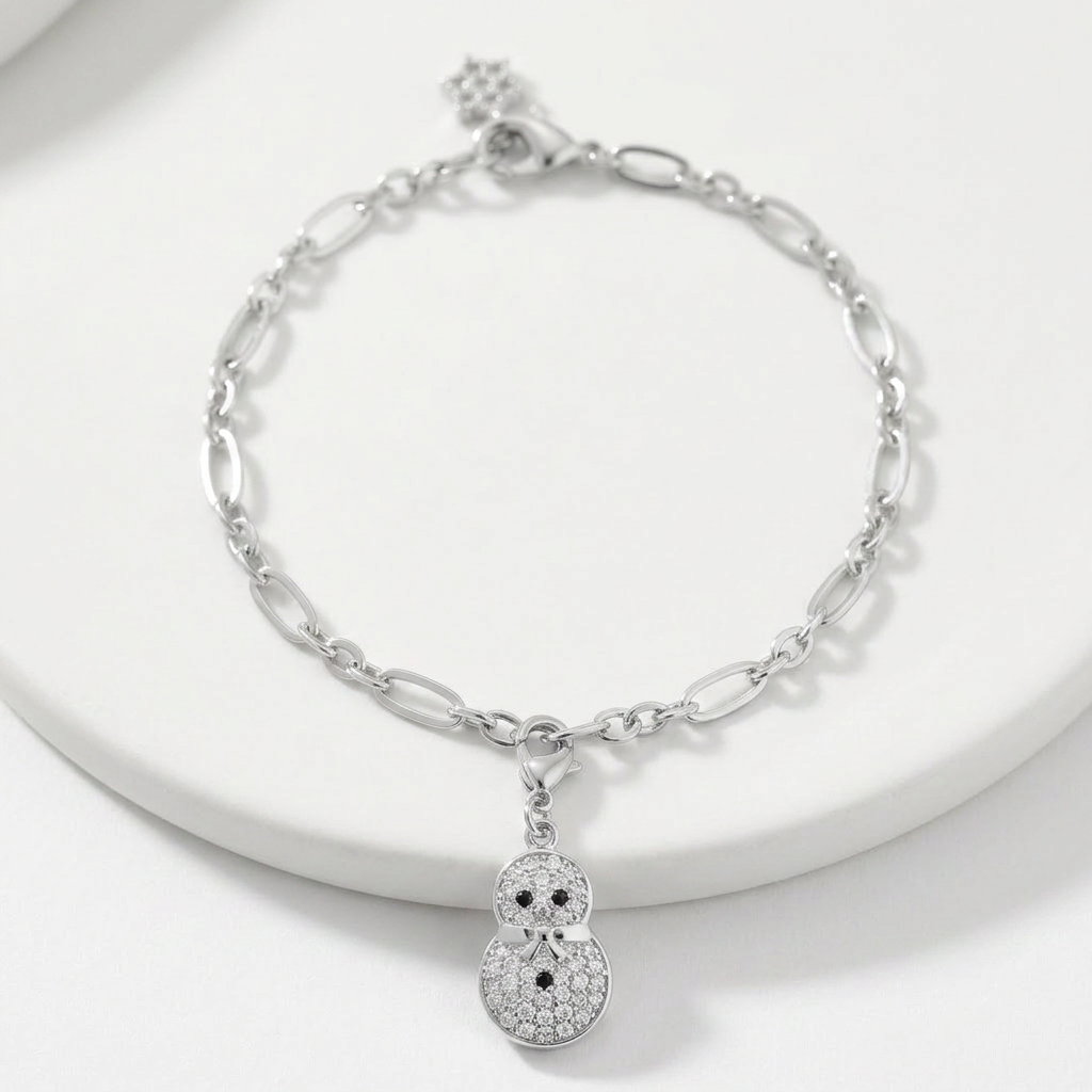 Snowman 0.2ct CZ Holiday Charm Bracelet by Avera Group