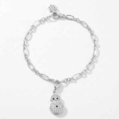 Snowman 0.2ct CZ Holiday Charm Bracelet by Avera Group