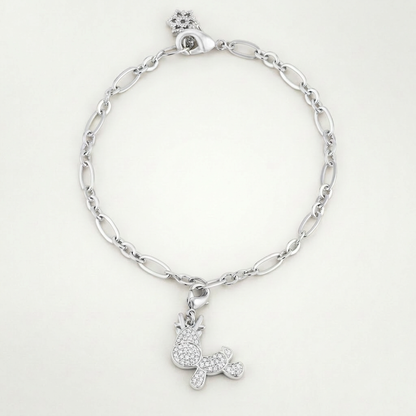 Rudy 0.25ct CZ Reindeer Charm Bracelet by Avera Group