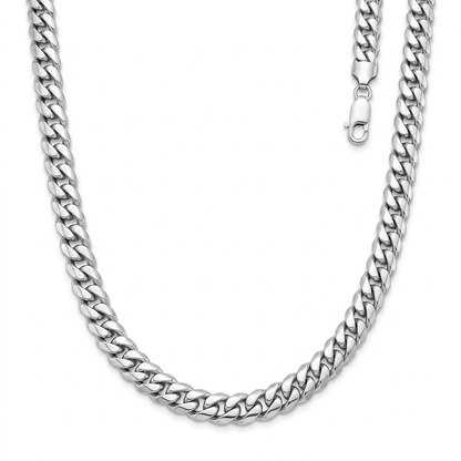 Sterling Silver Rhodium Plated Miami Cuban Chain 6.2mm by Avera Group
