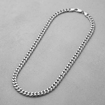 Sterling Silver Rhodium Plated Miami Cuban Chain 6.2mm by Avera Group
