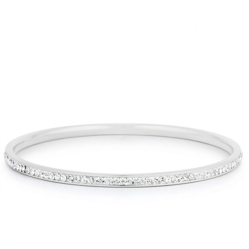 Simple Plated Finish Crystal Bangle by Avera Group