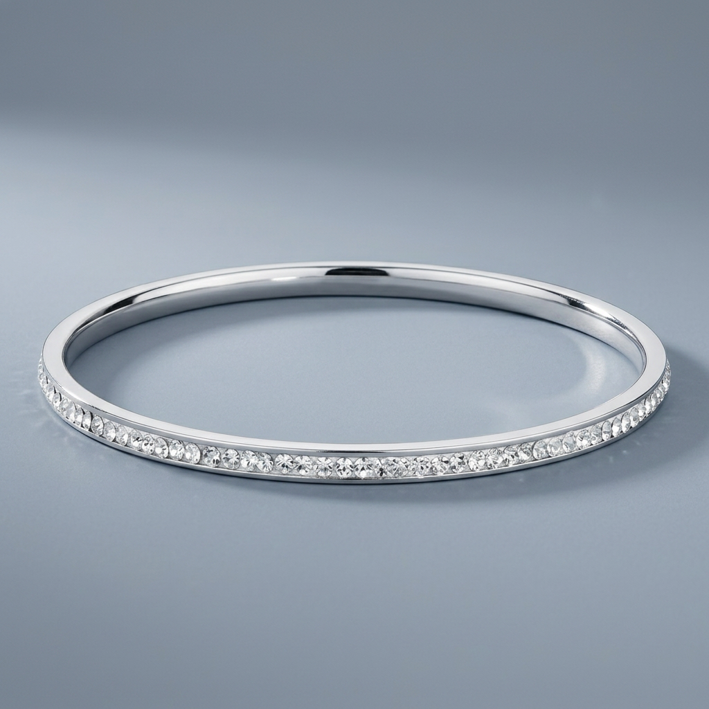 Simple Plated Finish Crystal Bangle by Avera Group