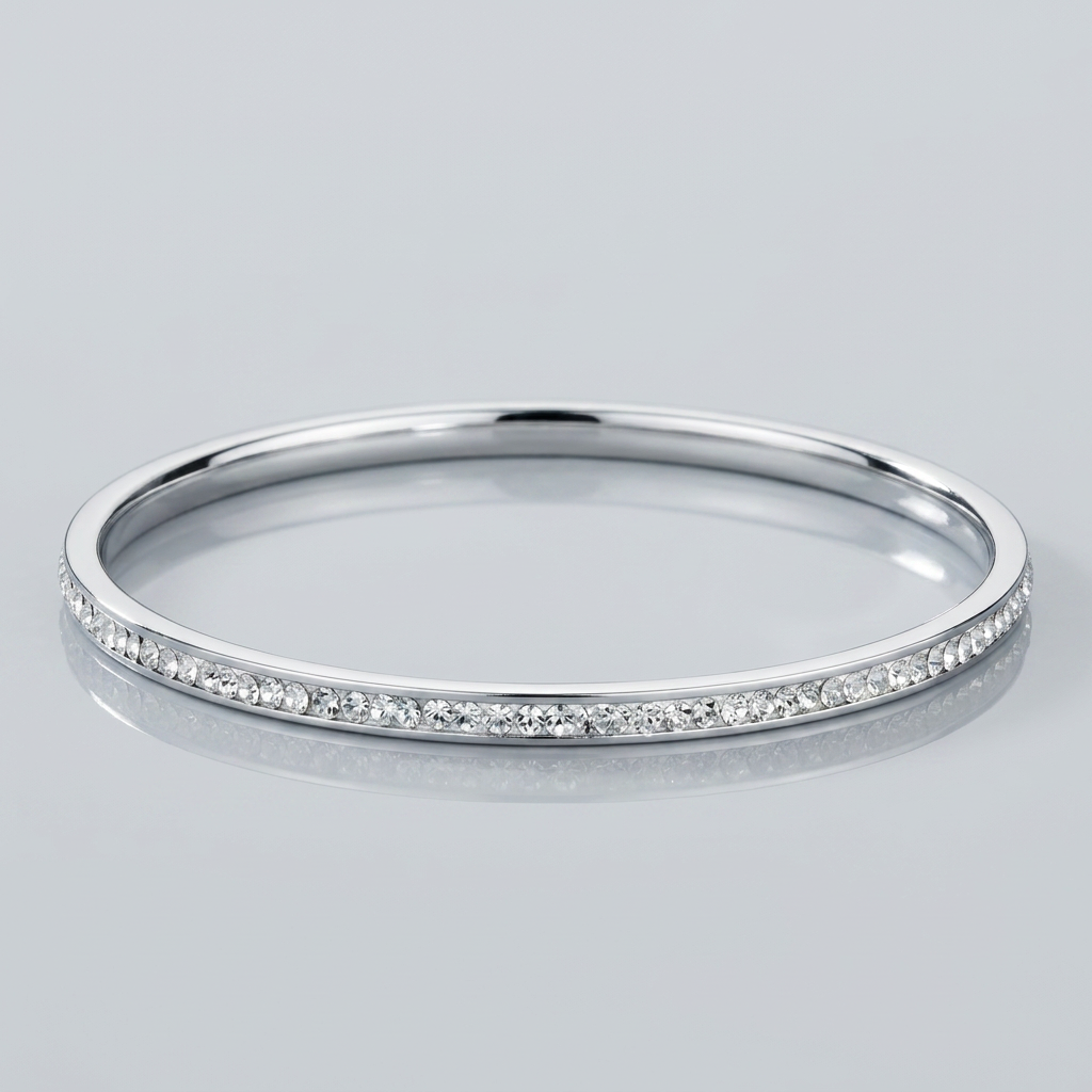 Simple Plated Finish Crystal Bangle by Avera Group
