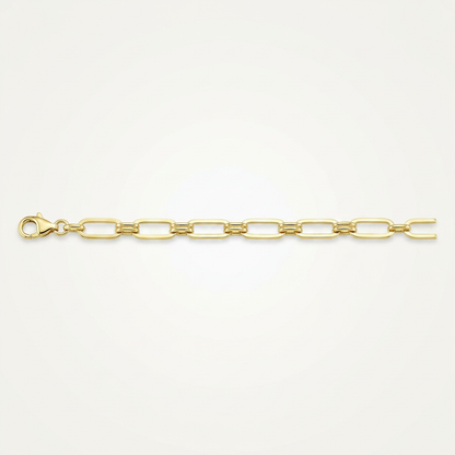 14k yellow gold high polish paperclip rondel link bracelet, Avera Group, view 2