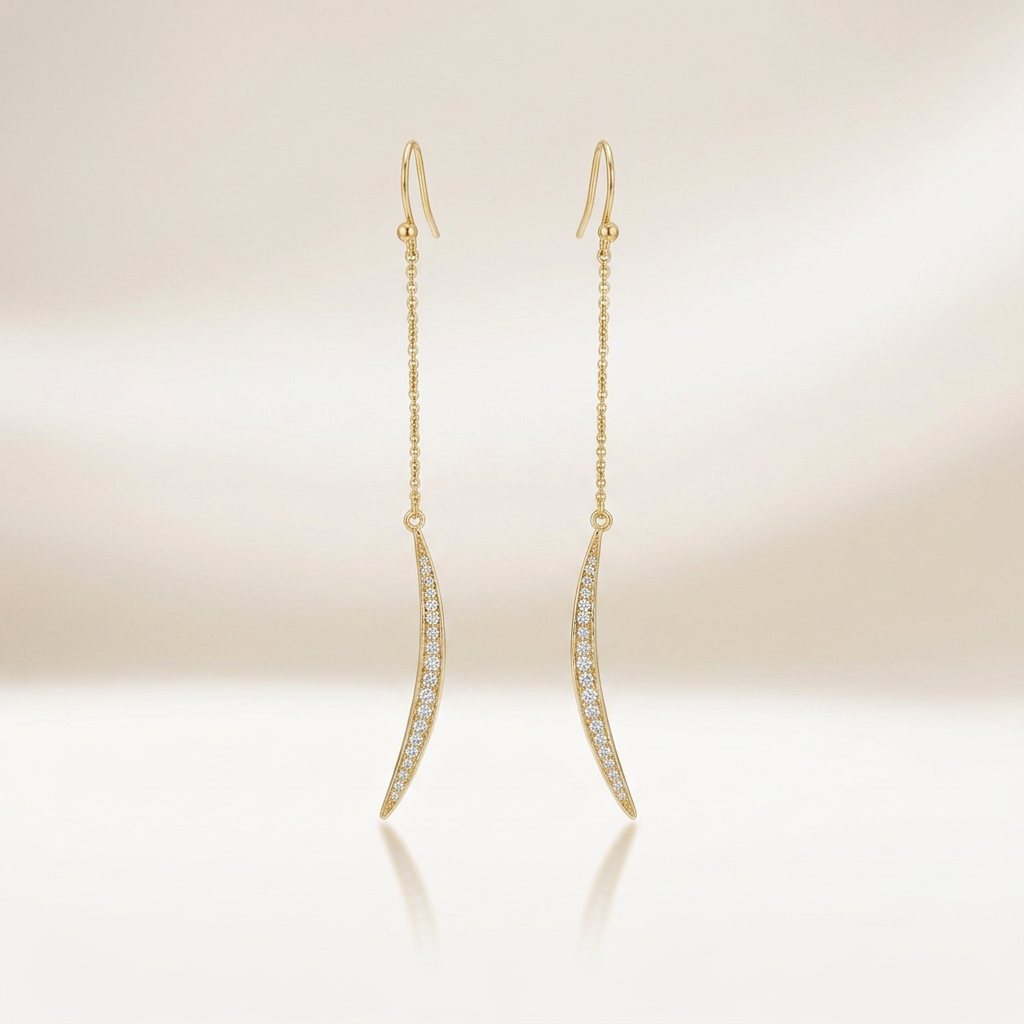 Luna 0.5ct CZ Delicate Moon Drop Earrings by Avera Group