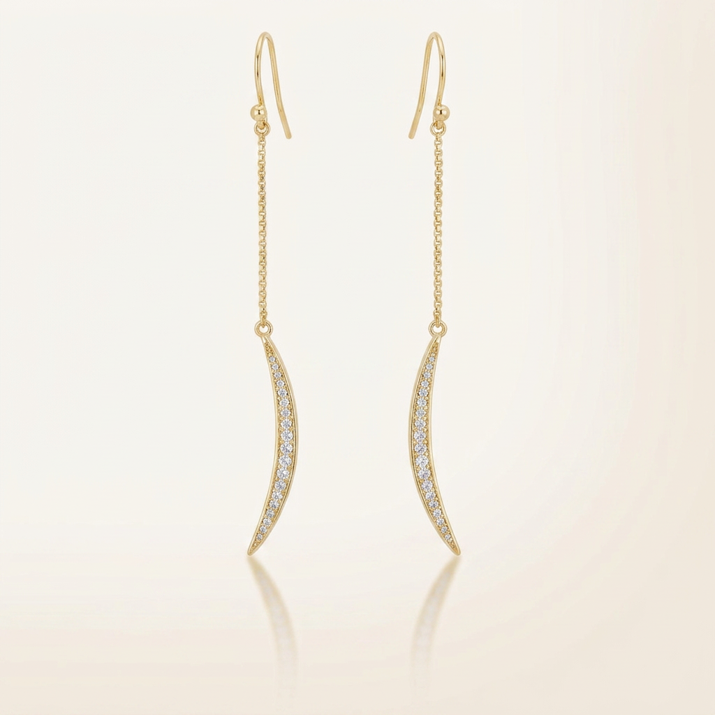 Luna 0.5ct CZ Delicate Moon Drop Earrings by Avera Group