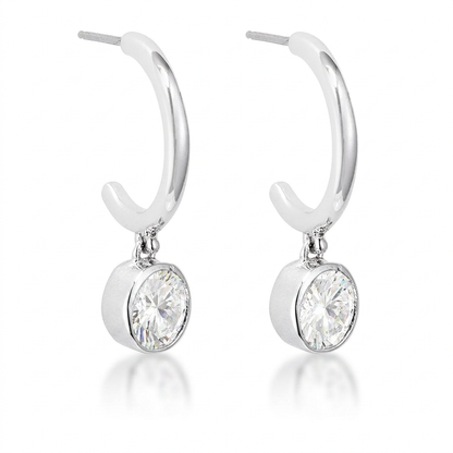 Avera 7mm Cz Plated Drop Hooplet Earrings in Silver by Avera Group