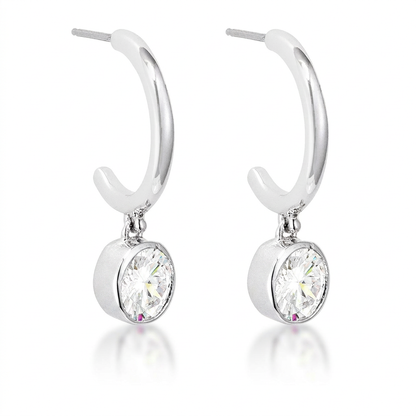 Avera 7mm Cz Plated Drop Hooplet Earrings in Silver by Avera Group