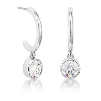 Avera 7mm Cz Plated Drop Hooplet Earrings in Silver by Avera Group