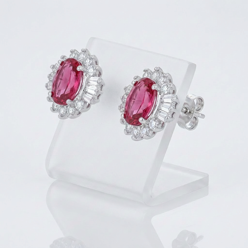 Chrisalee 3.3ct CZ Classic Stud Earrings in Pink by Avera Group