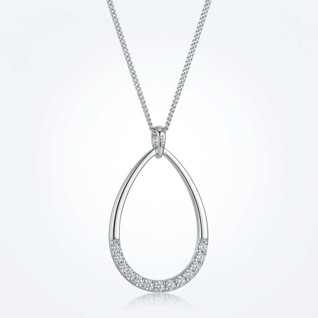Avera Jewelry Crystal Teardrop Necklace Elegant Silver Pendant by Avera Group