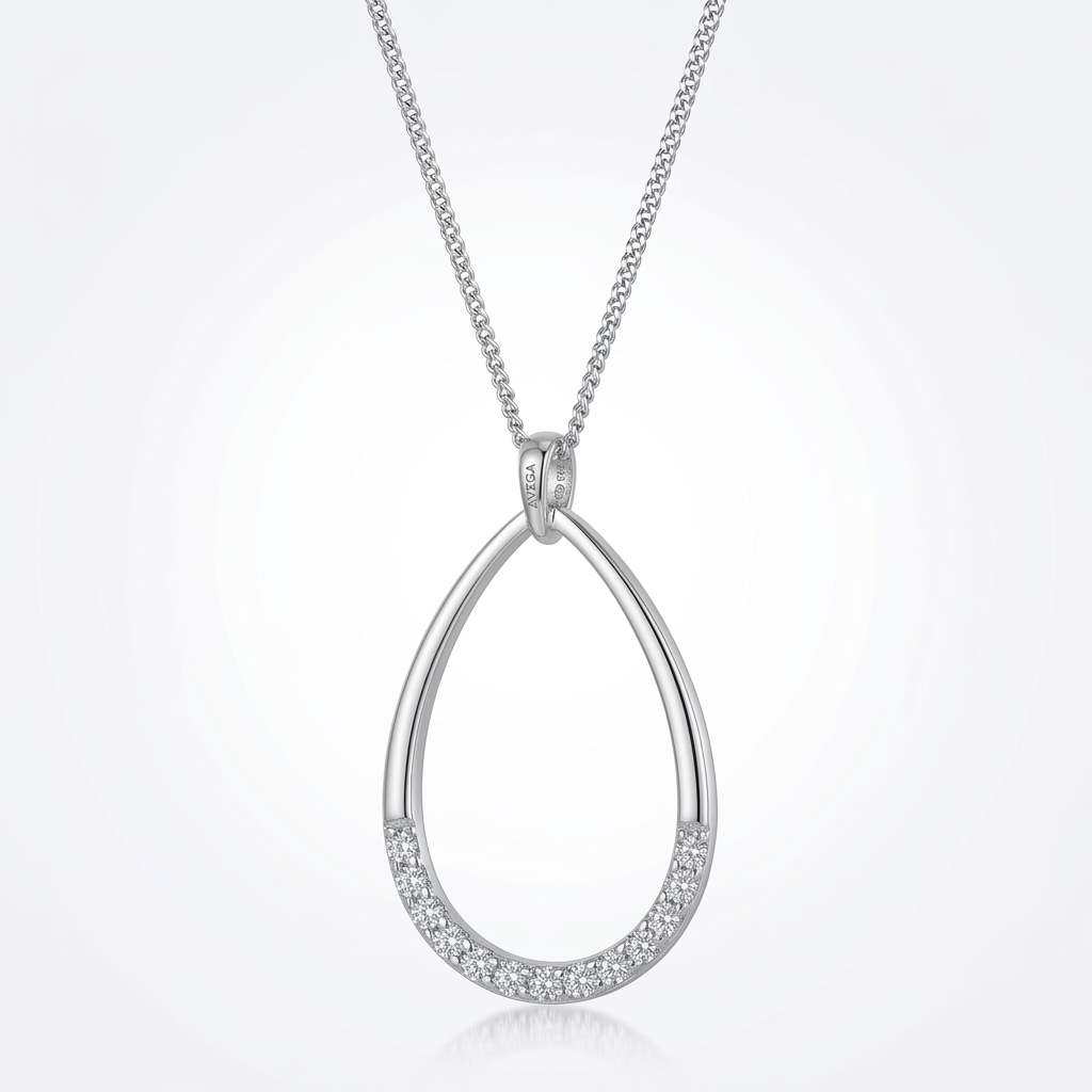 Avera Jewelry Crystal Teardrop Necklace Elegant Silver Pendant by Avera Group