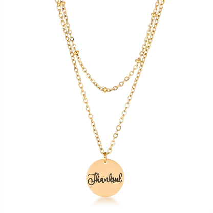 Avera Delicate Gold Plated Necklace Thankful Pendant by Avera Group