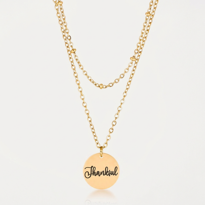 Avera Delicate Gold Plated Necklace Thankful Pendant by Avera Group
