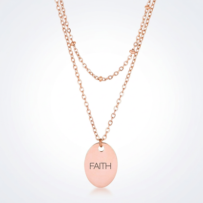 Jewelry Double Chain Faith Necklace In Rose Gold by Avera Group