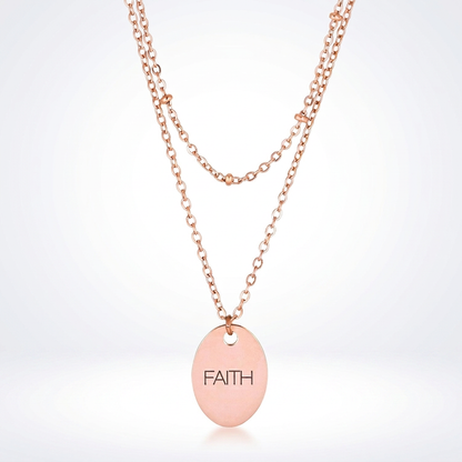 Jewelry Double Chain Faith Necklace In Rose Gold by Avera Group