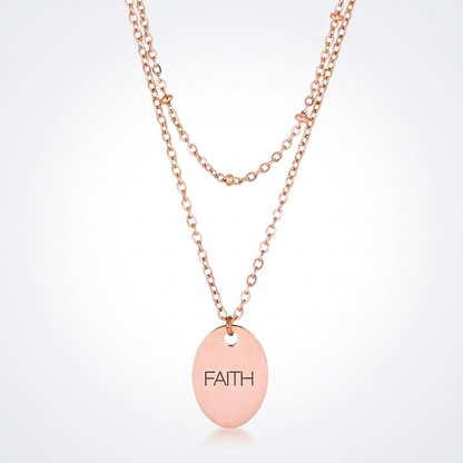 Jewelry Double Chain Faith Necklace In Rose Gold by Avera Group