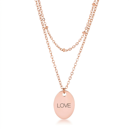 Avera Double Chain Love Necklace In Rose Gold by Avera Group
