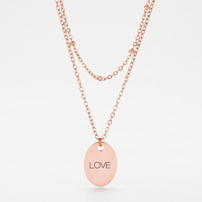 Avera Double Chain Love Necklace In Rose Gold by Avera Group