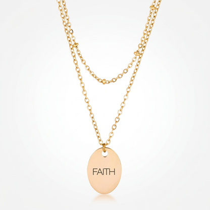 Avera Double Chain Faith Necklace In Polished Gold by Avera Group