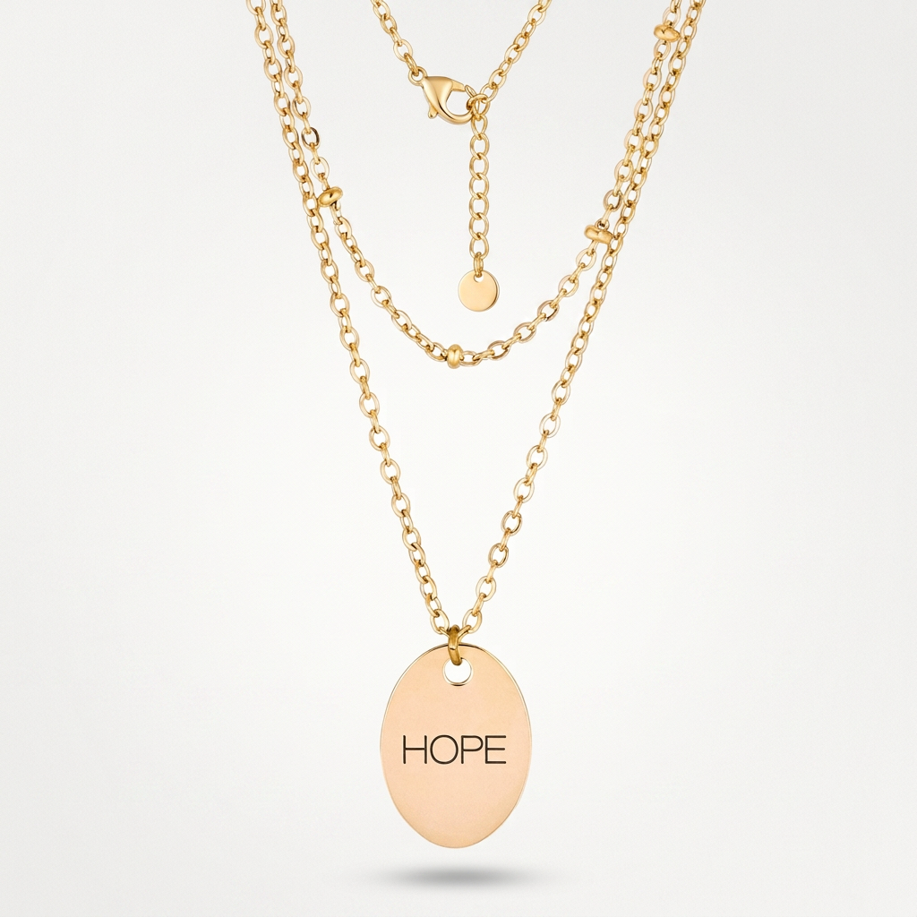 Avera Double Chain Hope Necklace In Radiant Gold by Avera Group