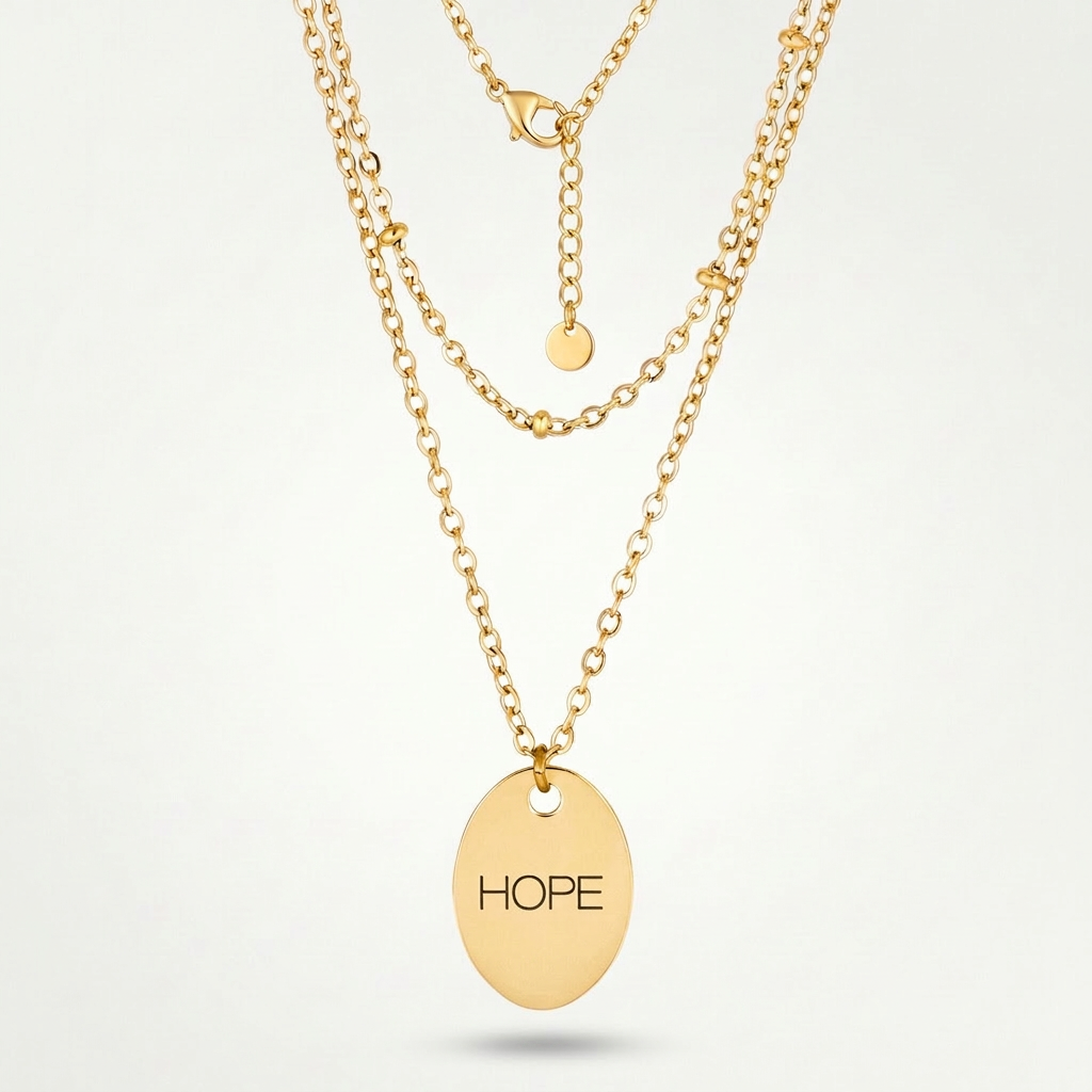 Avera Double Chain Hope Necklace In Radiant Gold by Avera Group