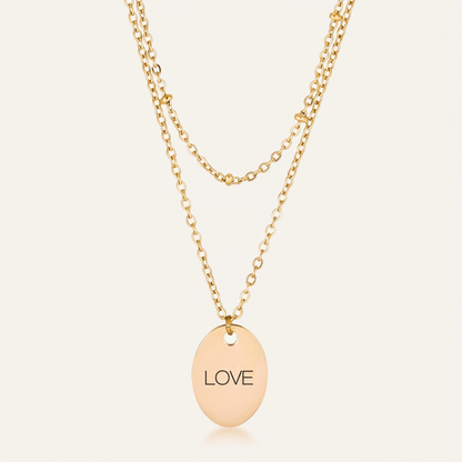 Avera Double Chain Love Necklace In Polished Gold Finish by Avera Group
