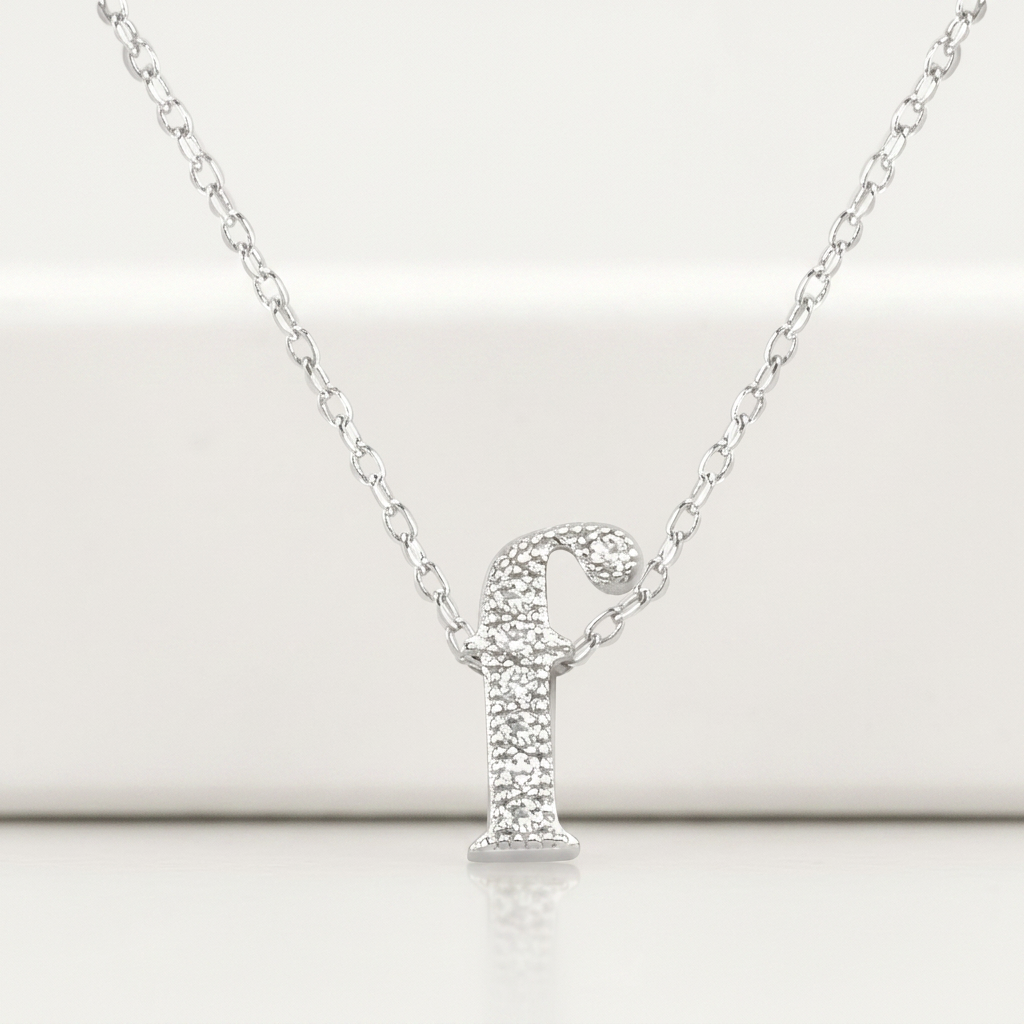 Avera Micro-Pave Initial F Pendant In Sterling Silver by Avera Group