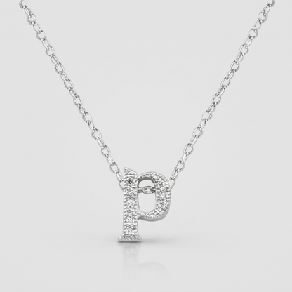 Avera Micro-Pave Initial P Pendant In Sterling Silver by Avera Group