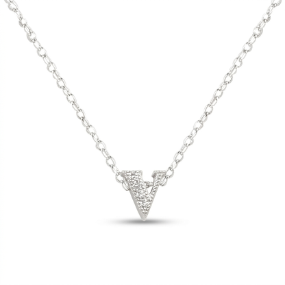 Avera Micro-Pave Initial V Pendant Necklace in Sterling Silver by Avera Group