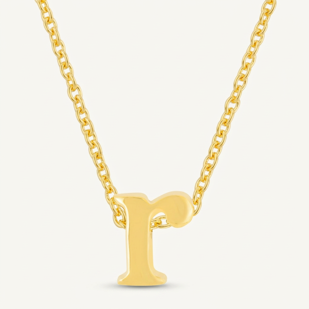 Avera Initial R Pendant Necklace In Polished Gold Finish by Avera Group