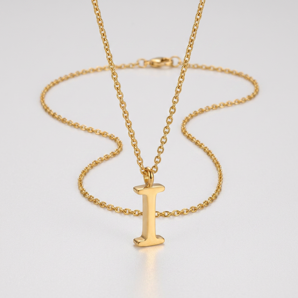 Avera Elaina Stainless Steel I Initial Necklace Gold Tone by Avera Group