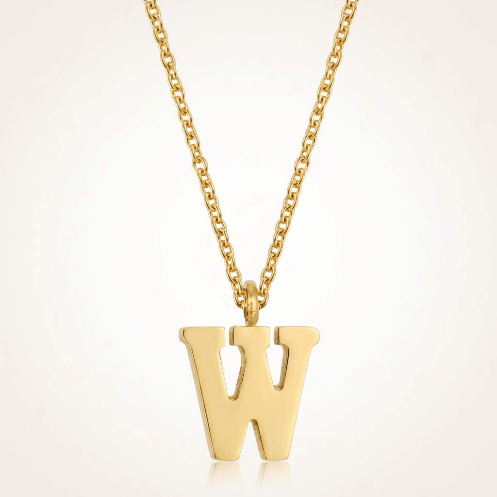 Avera Elaina Stainless Steel W Initial Necklace Gold Tone by Avera Group