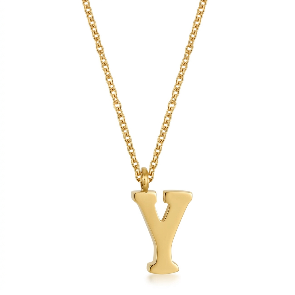 Avera Elaina Stainless Steel Y Initial Necklace Gold by Avera Group